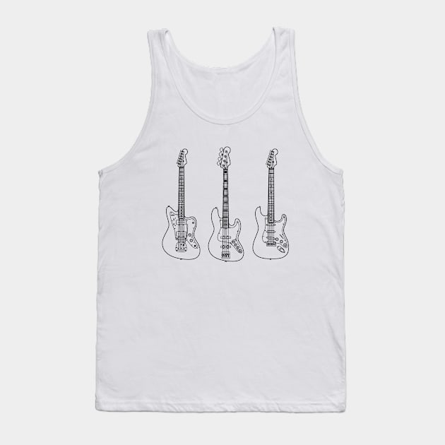Guitar and Bass Collection Outline Light Theme Tank Top by nightsworthy